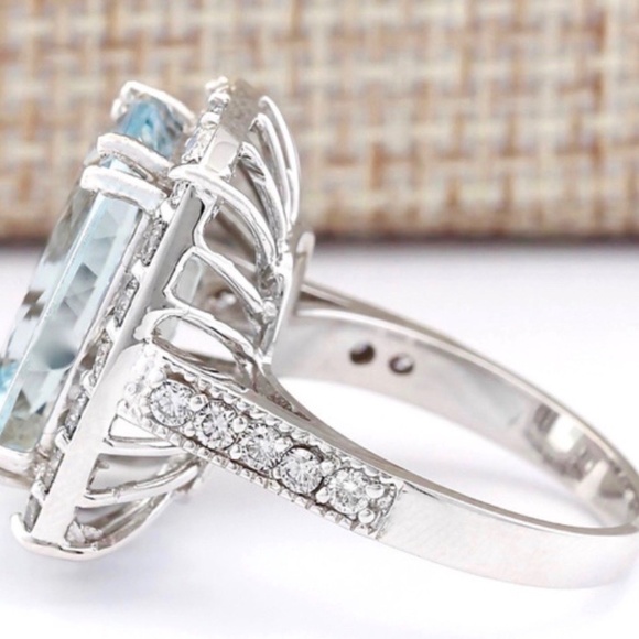 925 Sterling Silver Natural Aquamarine Rin… - Picture 3 of 5